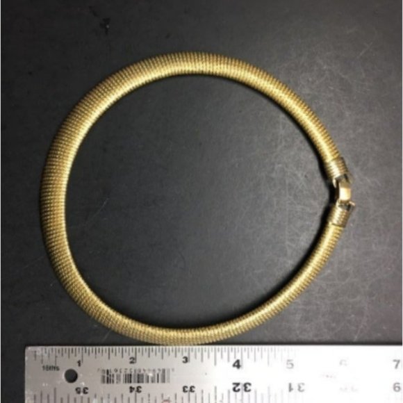 Short Coil Necklace Gold Flat Back Rounded Dots Retro BoHo Vintage Mod Soft Girl - Picture 3 of 5